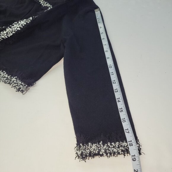 Victor Costa Sweater Womens L Black Fringe 3/4 Sleeve Cropped Cardigan Party New - Picture 8 of 10